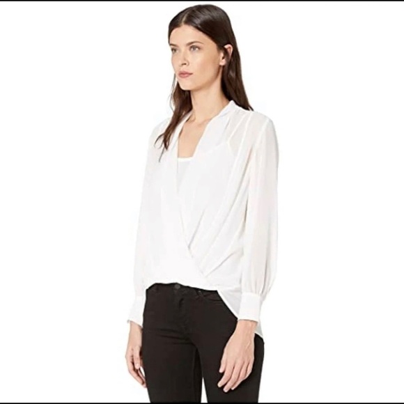 All saints women’s ivory sheer twisted cross over long sleeves minimalist top M - Picture 15 of 15